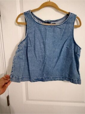 GAP Light Blue Denim Crop Tank